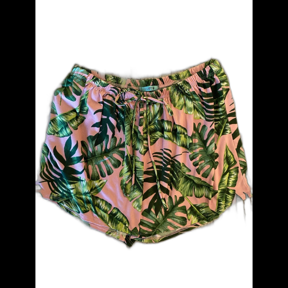 P.S. Kate Pink w/ Tropical Flowers Womens Sleep Shorts Size? Small Elastic Waist